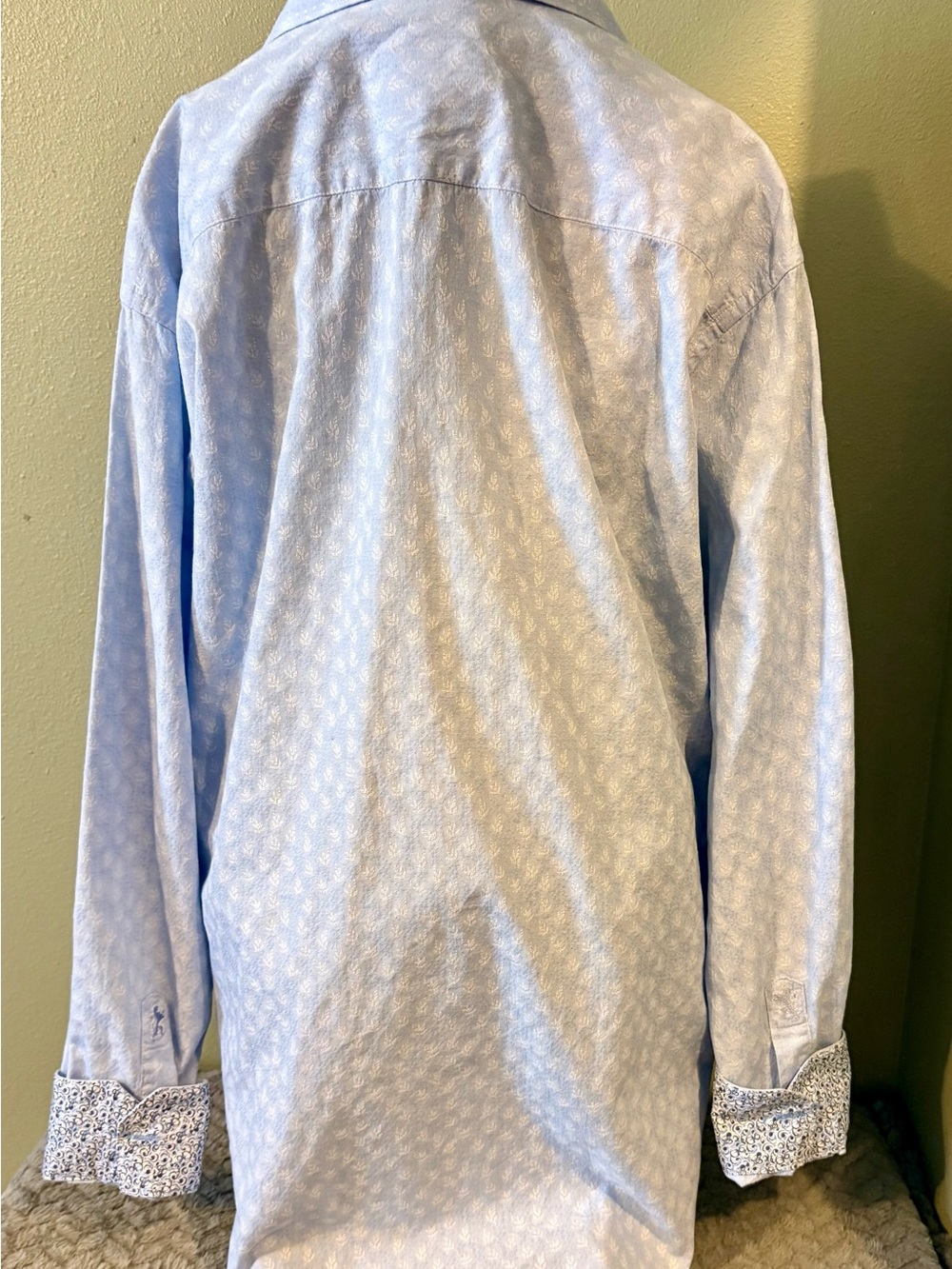 Bugatchi Light Blue Patterned Long-Sleeve Dress Shirt
